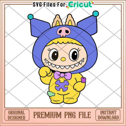 Kuromi yellow labubu png, secret labubu​ png, labubu art​​​ png