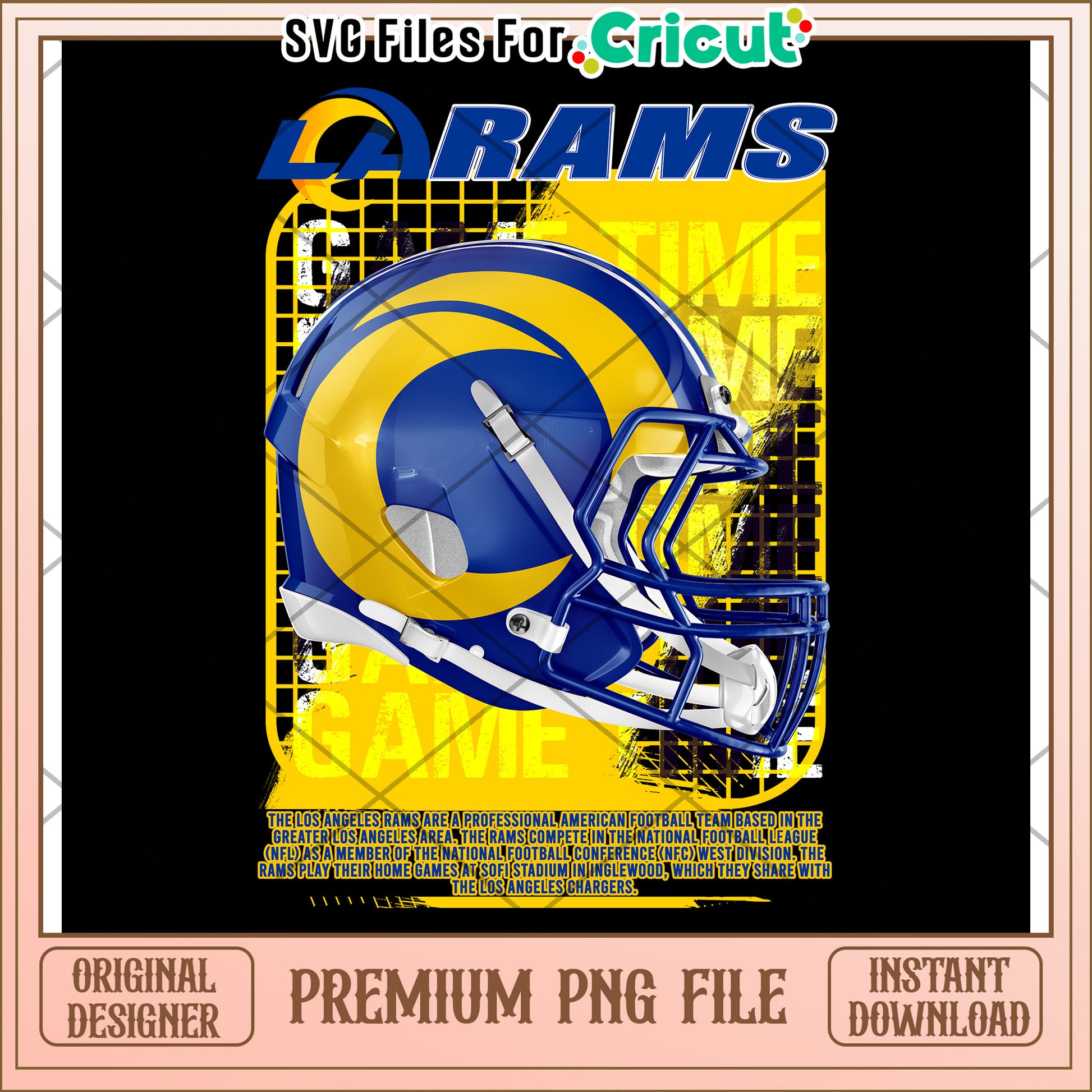 LA Rams Helmet PNG File, Ideal for Cricut Projects and Crafts