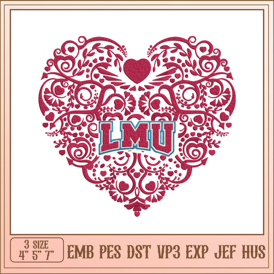 LMU Heart Embroidery Design