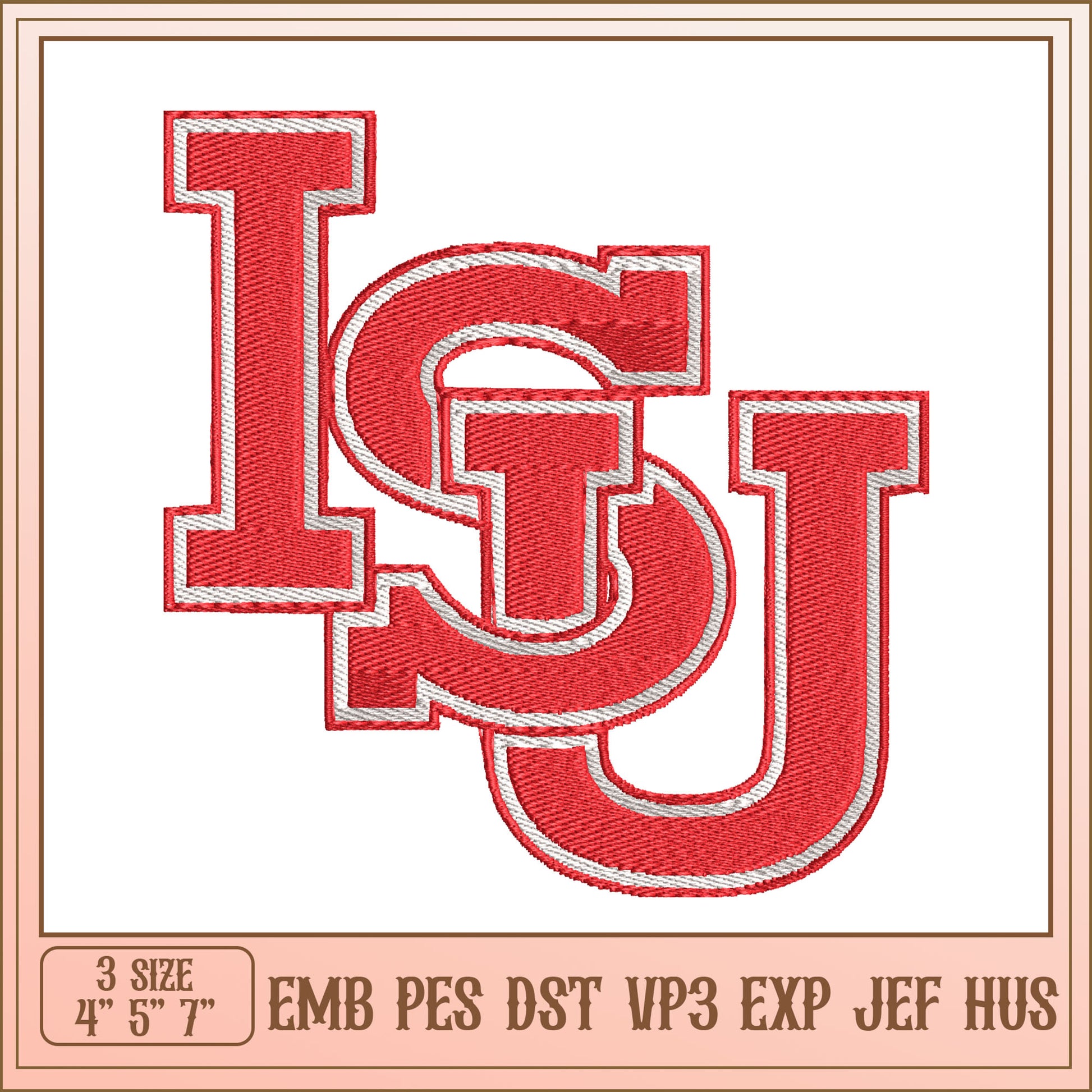 LSU Embroidery Design 3 Sizes