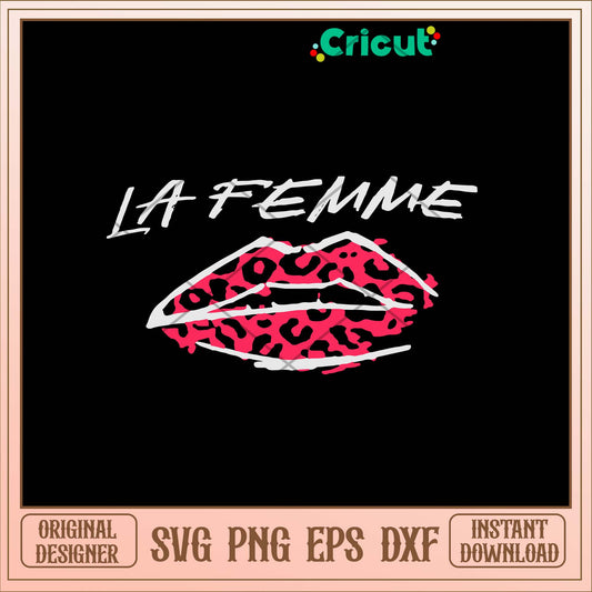 La Femme Slogan Print Lip Svg