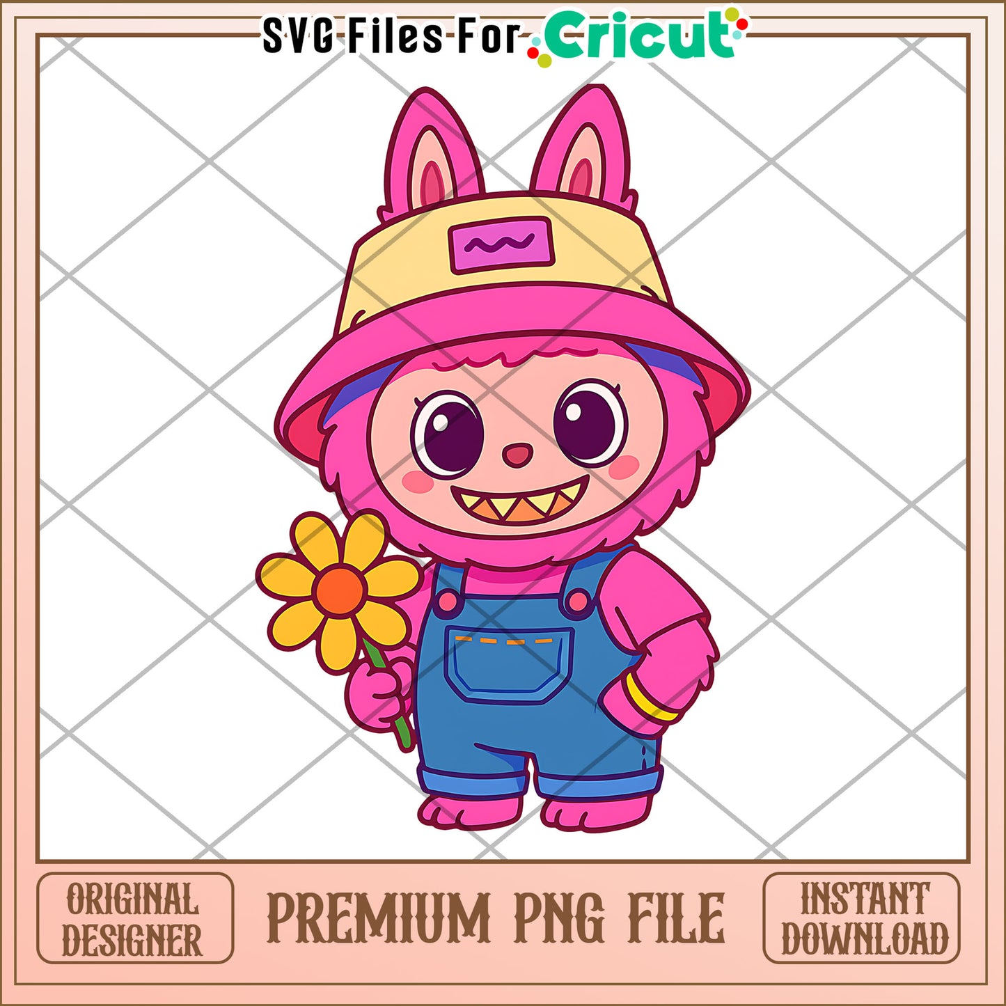 Labubu and flowers png, cute labubu png, labubu popmart png