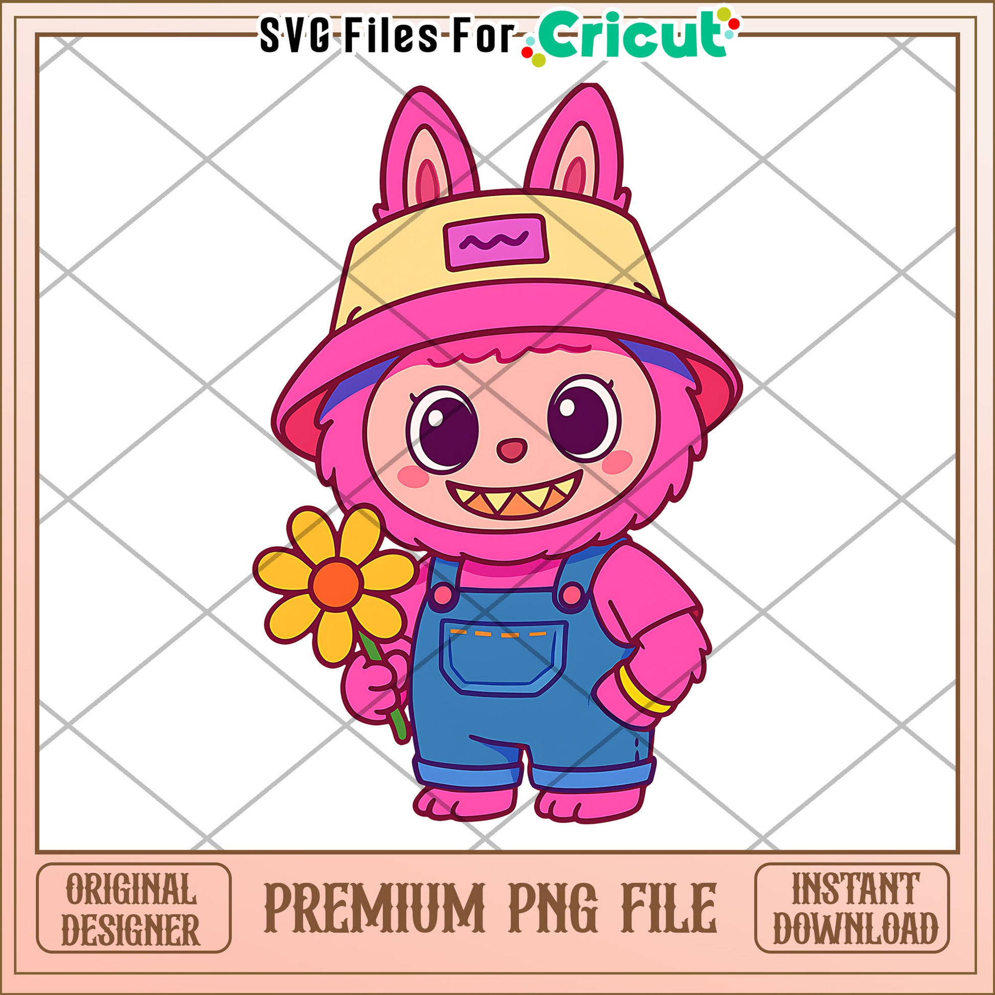 Labubu and flowers png, cute labubu png, labubu popmart png