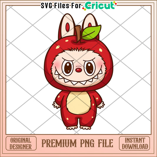 Labubu apple illustrtion png, labubu secret png, cartoon labubu png