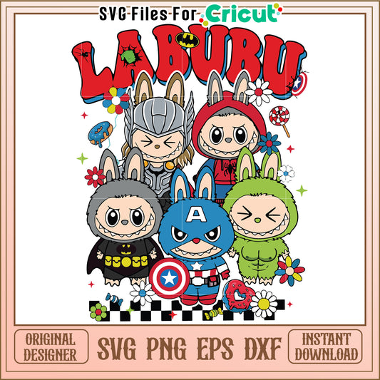 Labubu avengers svg, halloween wallpaper svg, halloween decor svg