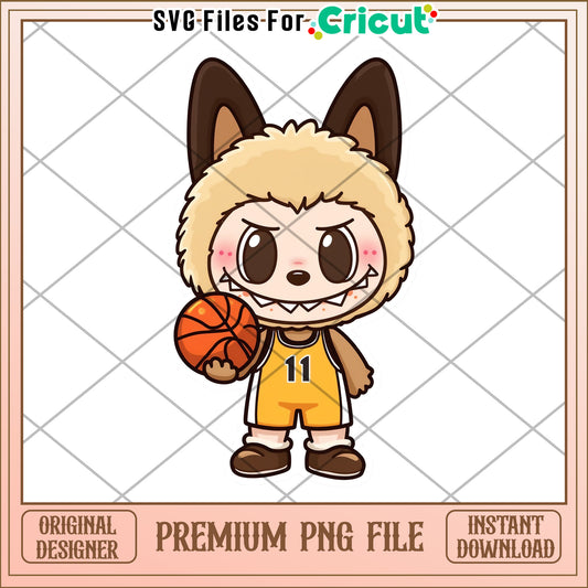 Labubu basketball player design png, labubu popmart png, cartoon characters png