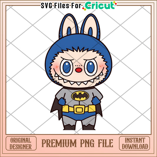 Labubu batman illustrtion png, labubu batman png, cartoon labubu png
