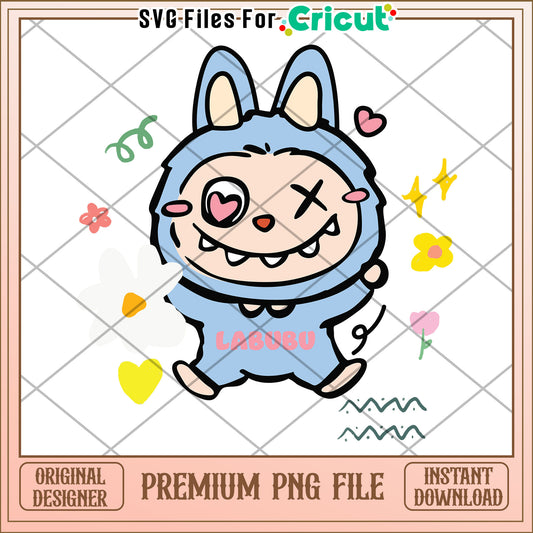 Labubu blue doll design svg, labubu toy svg, labubu doll svg