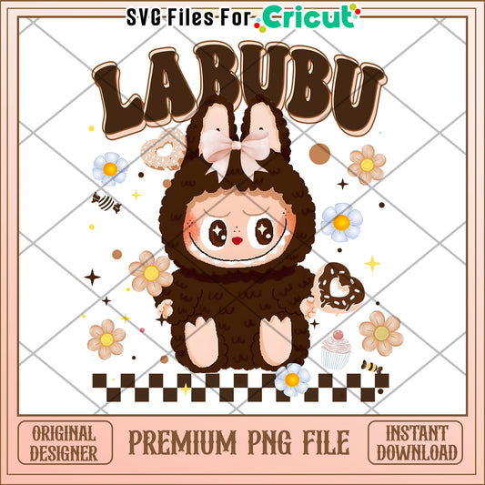 Labubu brown funny design png,  labubu cartoon png, labubu popmart png
