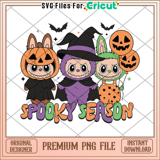 Labubu characters halloween png, halloween png, spooky season png
