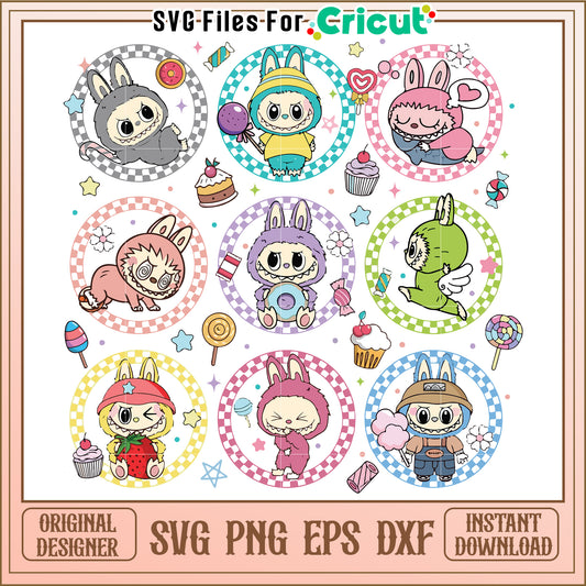 Labubu characters svg, the monsters labubu svg, labubu and friends svg