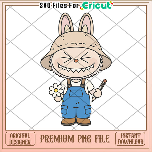Labubu chrysanthemum png, labubu doll png, popmart labubu png