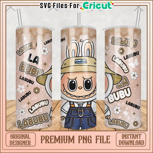 Labubu chrysanthemum tumbler design png, labubu macaron​ png, the monsters labubu​ png