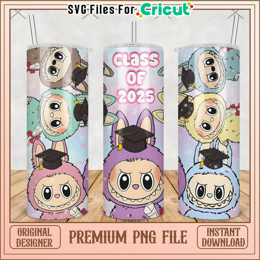 Labubu class of 2025 tumbler png, labubu macaron​ png, the monsters labubu​ png