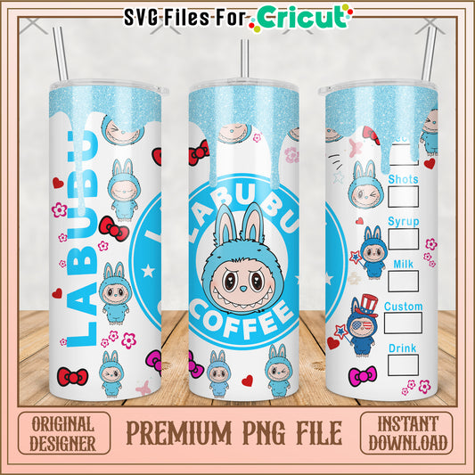 Labubu coffe tumbler png, labubu cartoon png, labubu song png