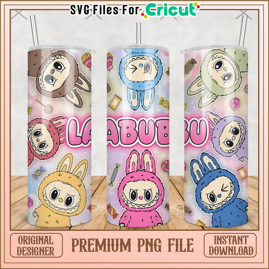 Labubu colorful tumbler illustration png, labubu clothes​ png, labubu clothes​​ png