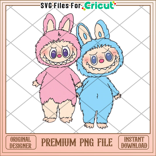 Labubu couple illustrtion png, labubu secret png, cartoon labubu png