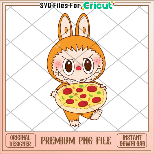 Labubu cute and pizza design png, cute labubu png, labubu characters png