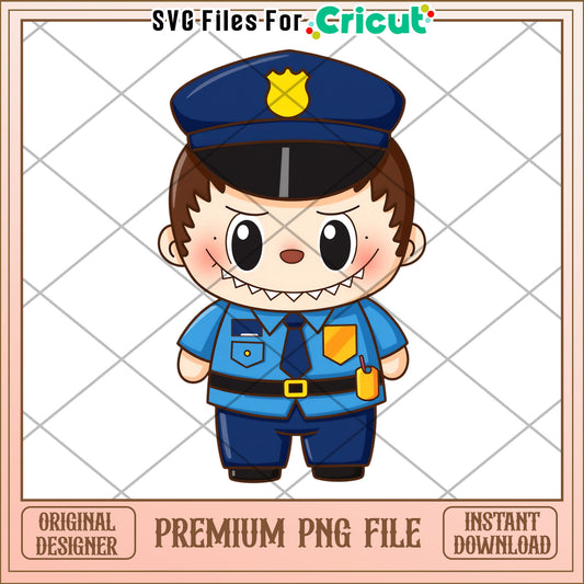 Labubu cute police design png, cute labubu png, labubu characters png