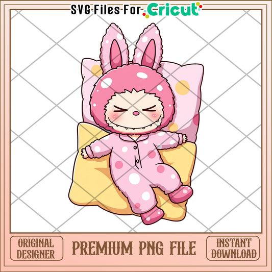 Labubu cute sleepwear design png, cute labubu png, labubu characters png