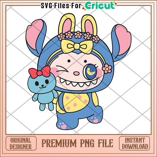 Labubu cute stitch png, cute labubu png, labubu popmart png