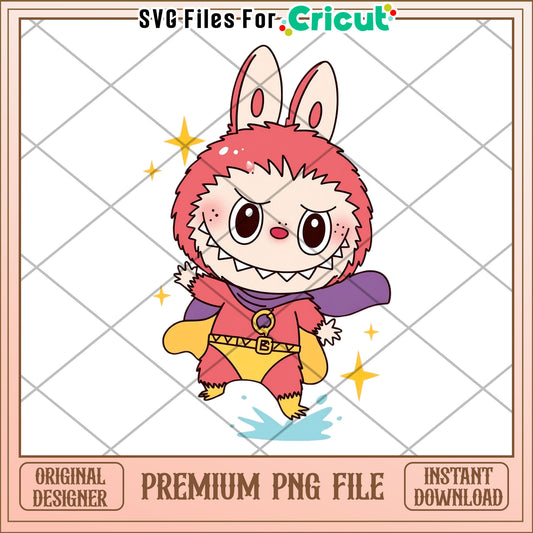 Labubu cute superman illustrtion png, labubu secret png, cartoon labubu png