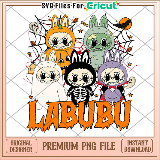 Labubu design fall png, spooky fall png, halloween candy png