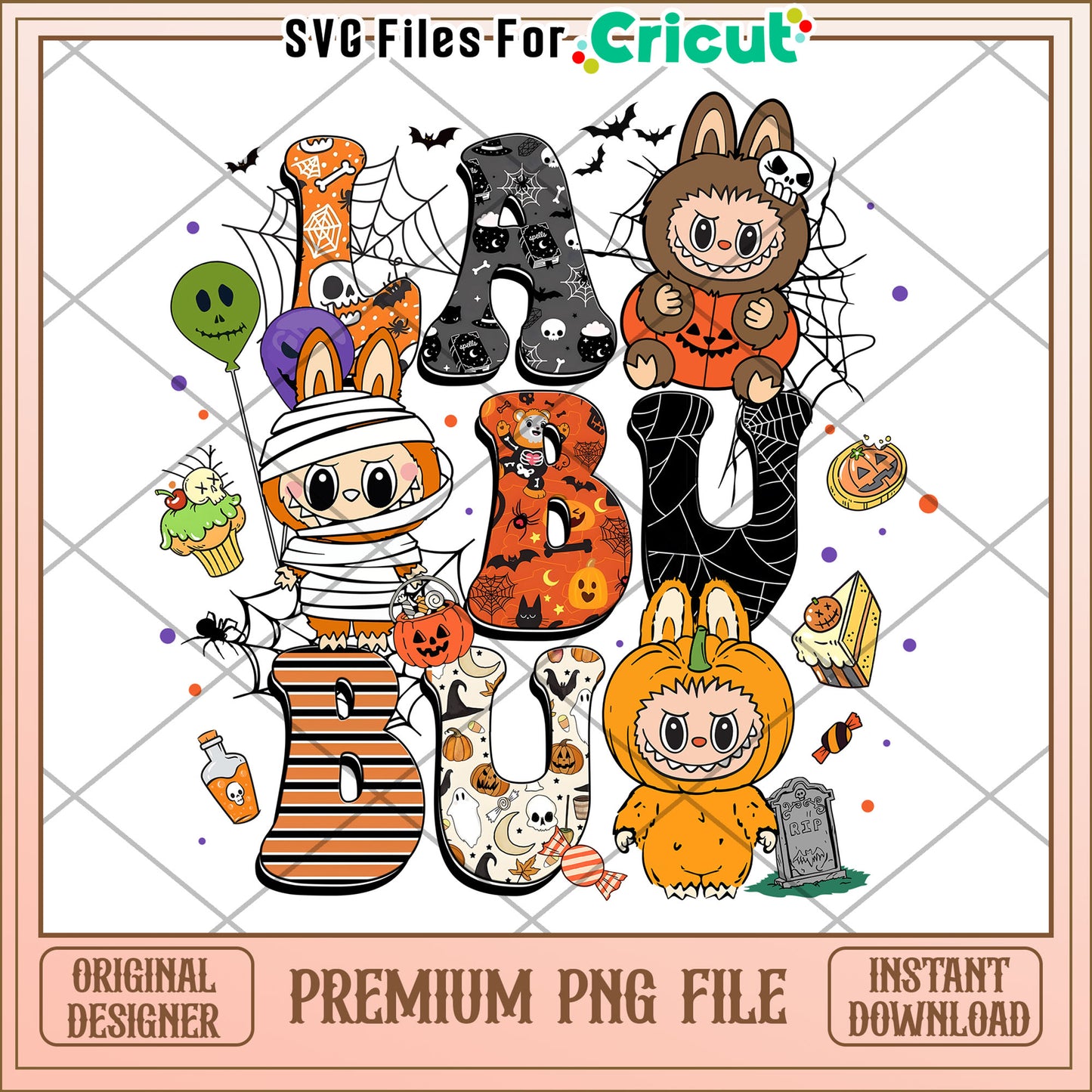 Labubu design png, spirit halloween png, halloween time png
