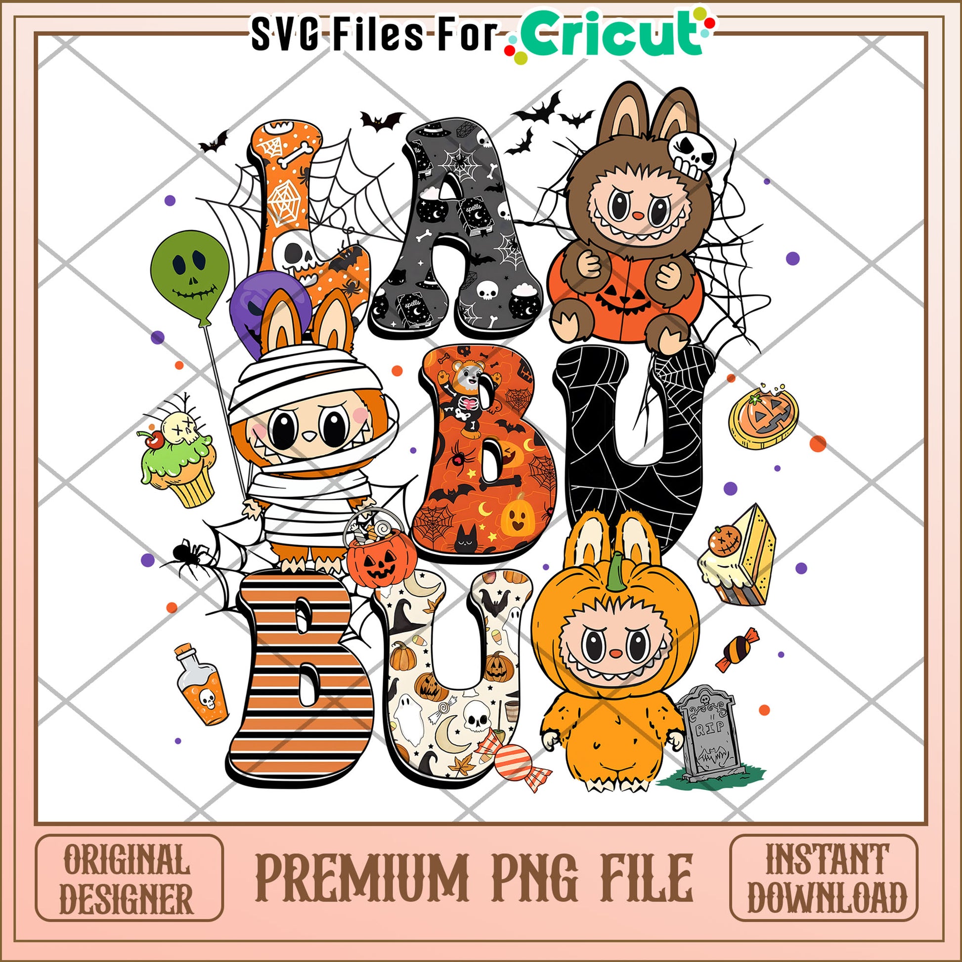 Labubu design png, spirit halloween png, halloween time png