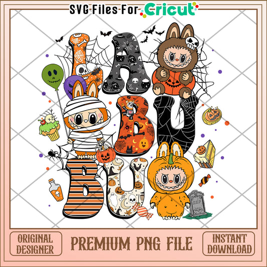 Labubu design png, spirit halloween png, halloween time png