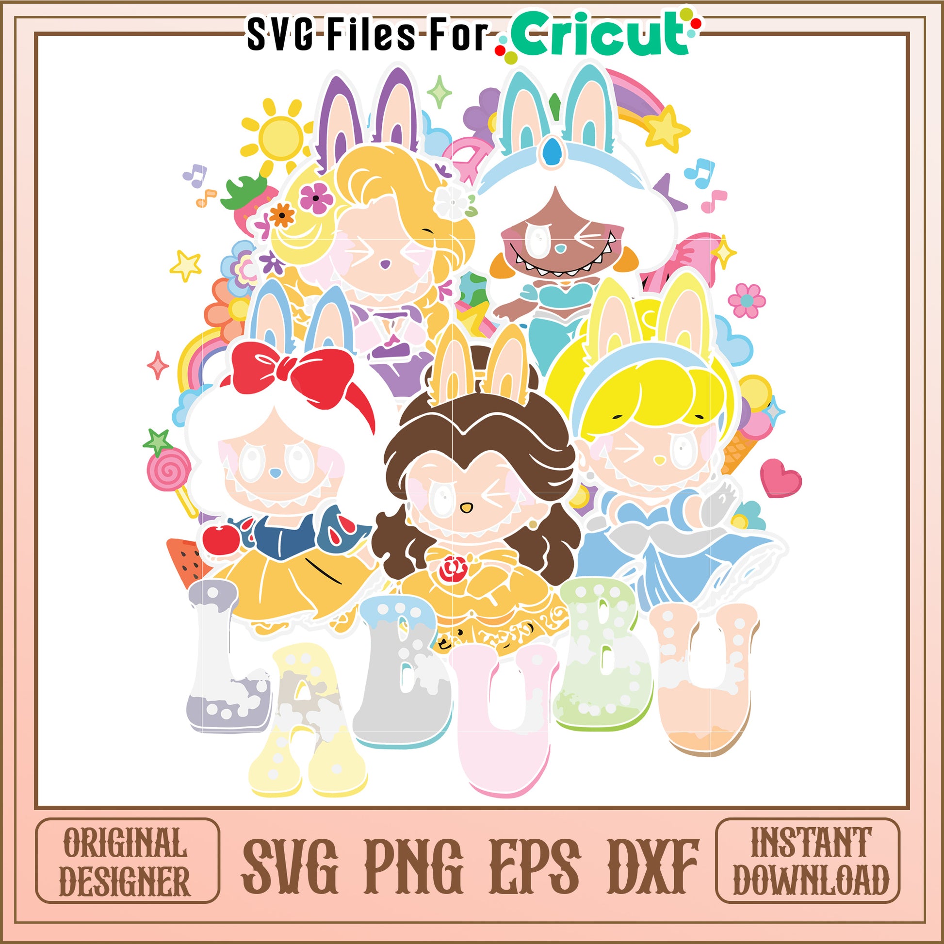 Labubu disney princess svg, halloween cartoons svg, halloween svg