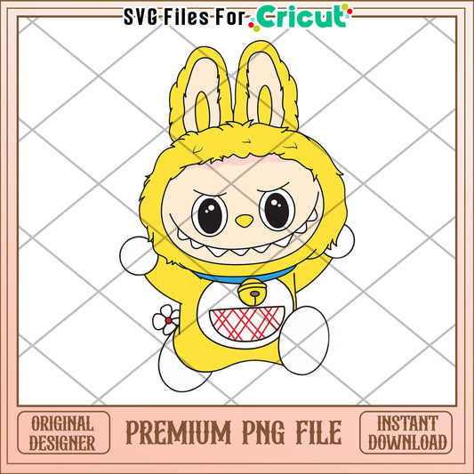 Labubu doremi design png, labubu doremon png, doremon characters png