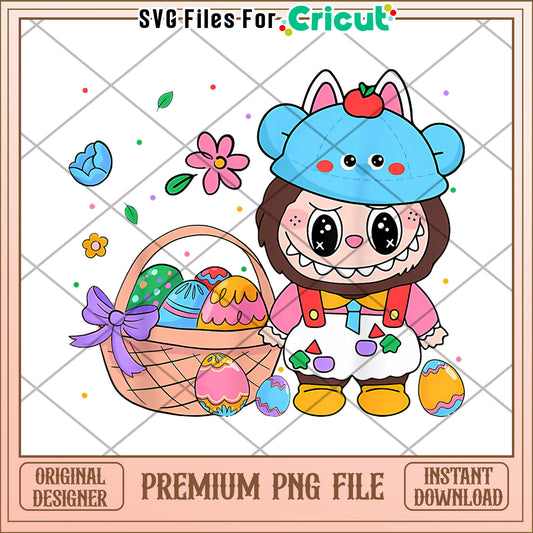 Labubu easter eggs png design, labubu easter png, labubu popmart png