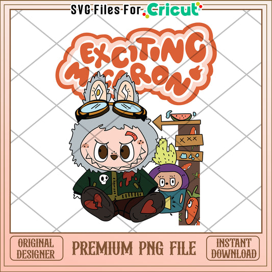 Labubu exciting macaron png, labubu macaron png, labubu monster png