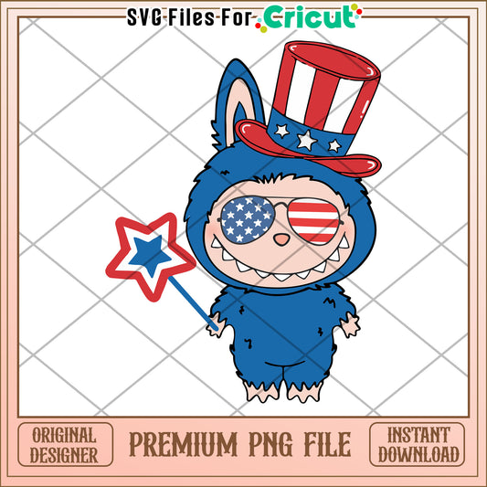 Labubu freedom day png, labubu keychain png, independence day png