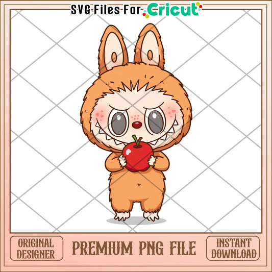 Labubu funny orange design png,  labubu cartoon png, labubu popmart png