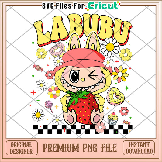 Labubu funny yellow design png,  labubu cartoon png, labubu popmart png
