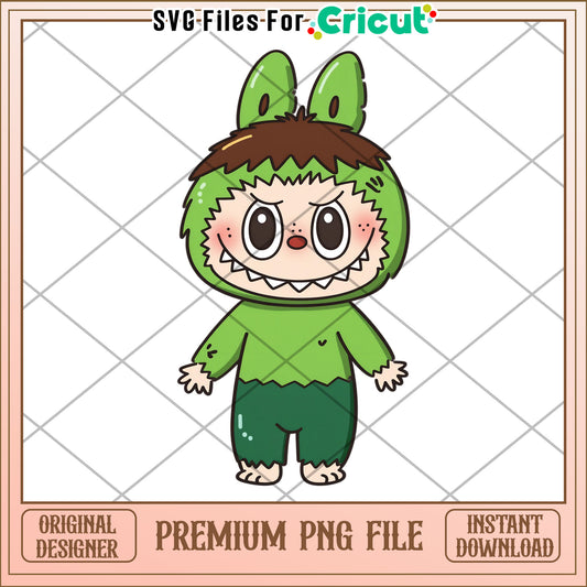 Labubu green characters illustrtion png, labubu secret png, cartoon labubu png