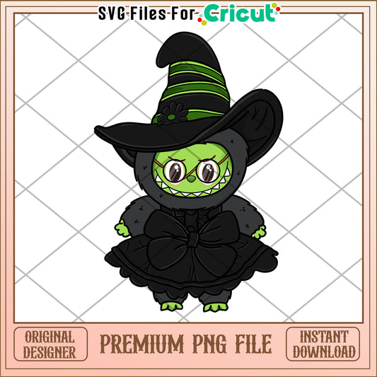 Labubu green witch png, scary characters png, halloween pumkin png