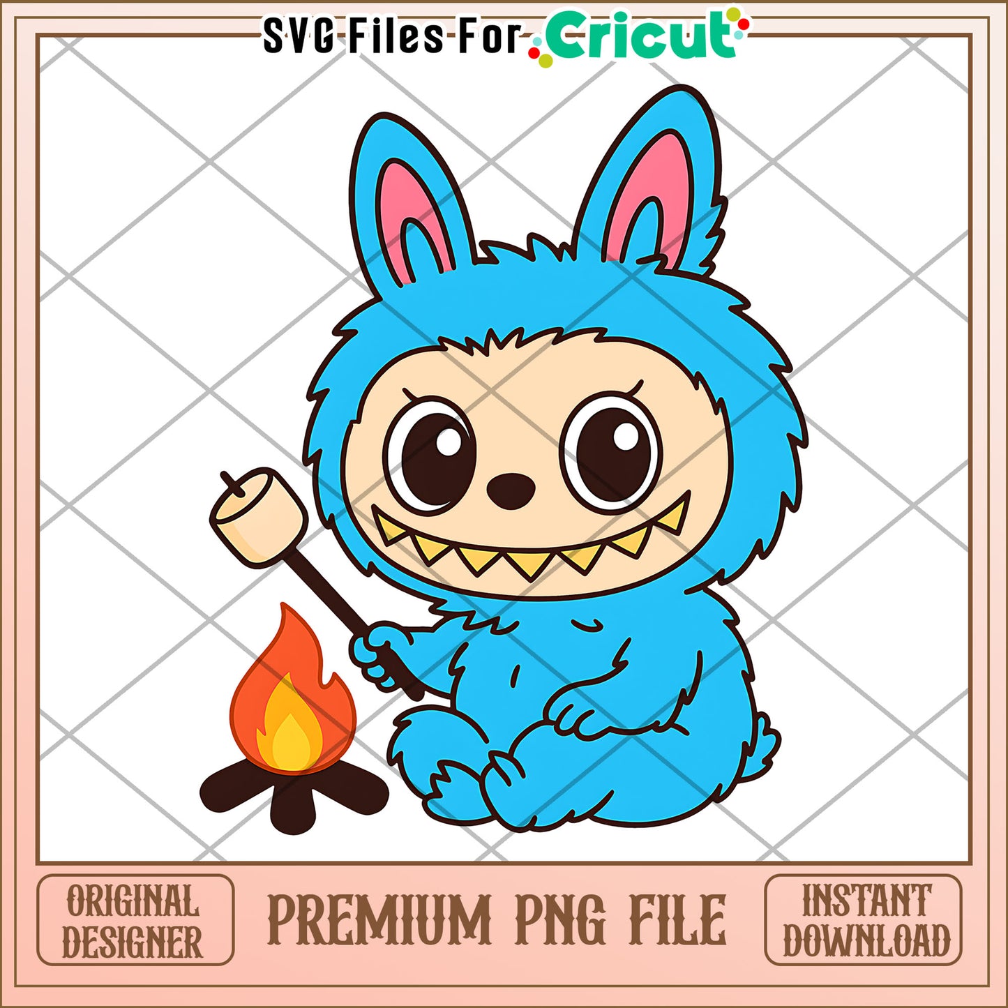 Labubu grillesd mashmallow png, cute labubu png, labubu popmart png