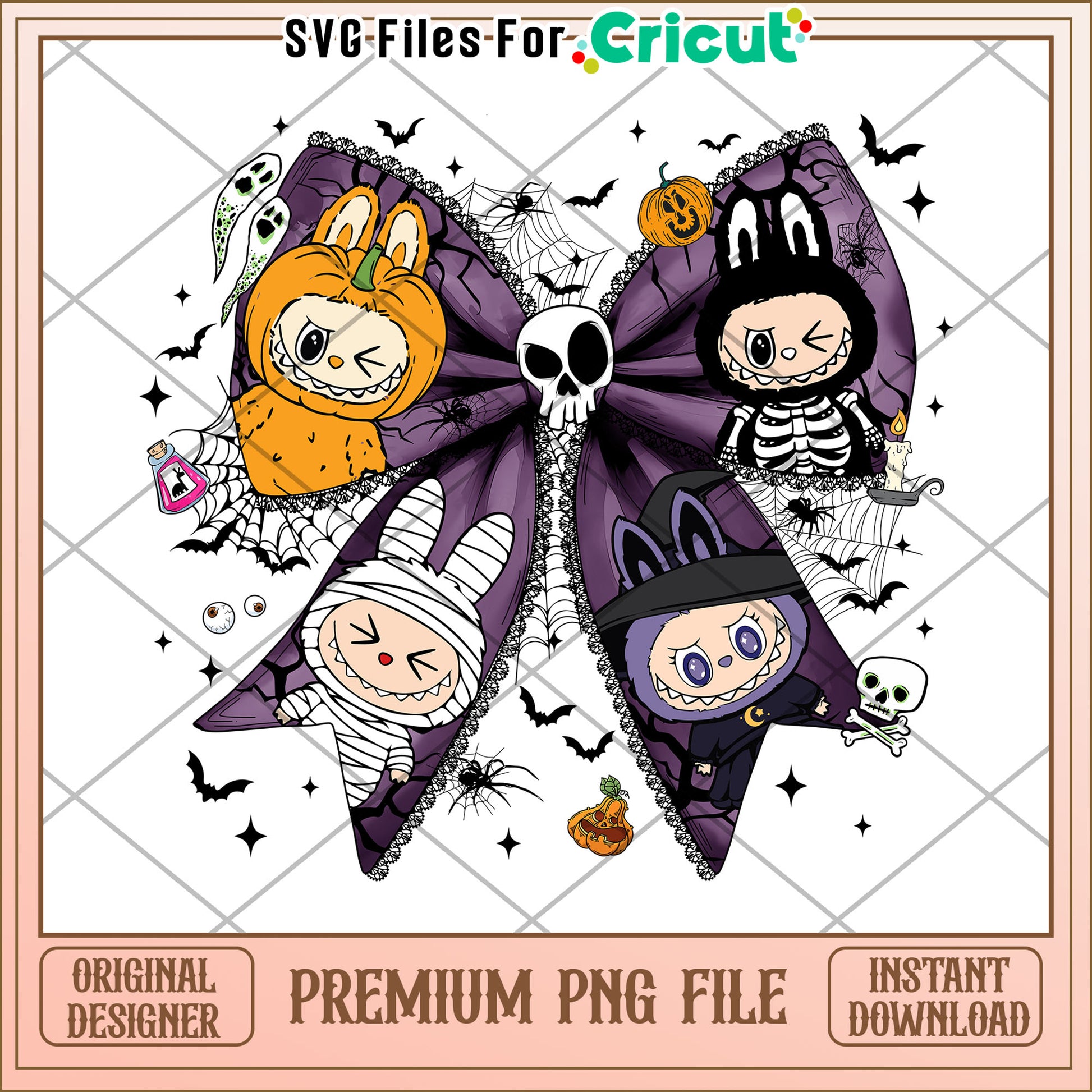 Labubu halloween bowtie png, halloween wallpaper png, halloween cartoons png
