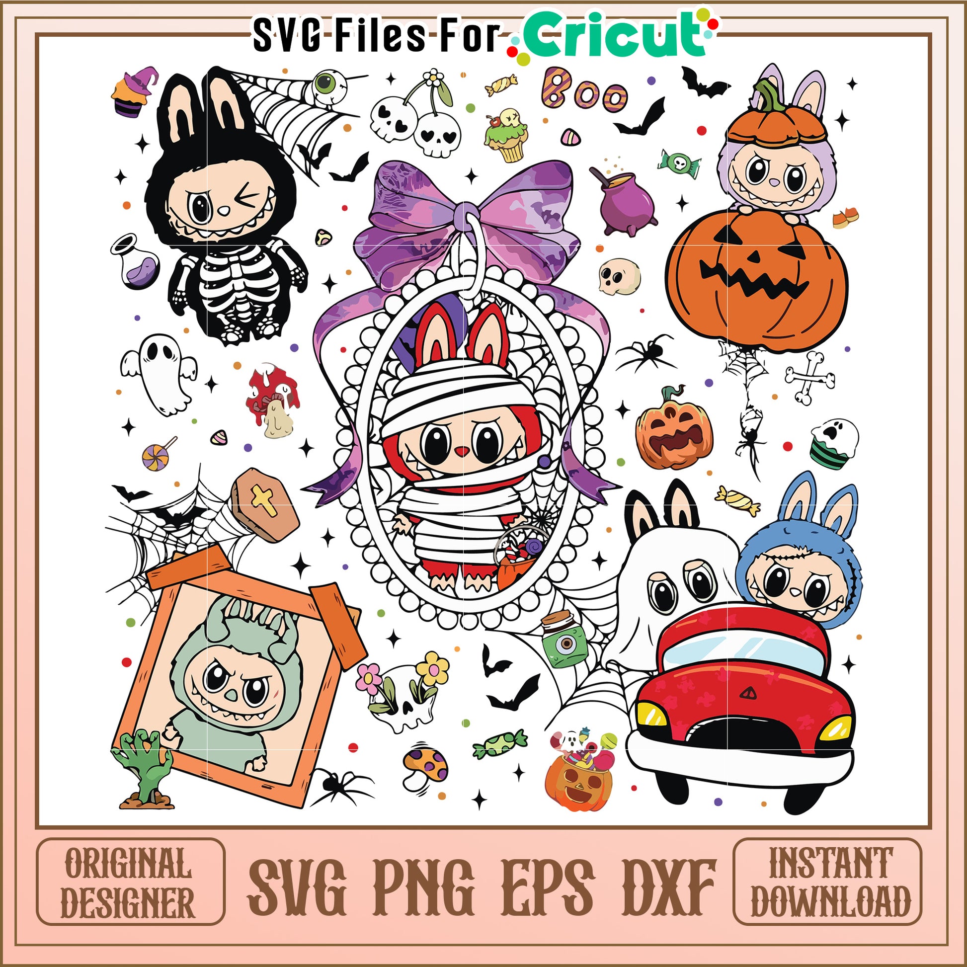 Labubu halloween characters svg, halloween cartoons svg, halloween svg