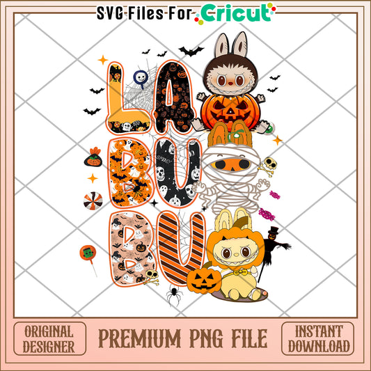 Labubu halloween design png, spooky fall png, halloween candy png