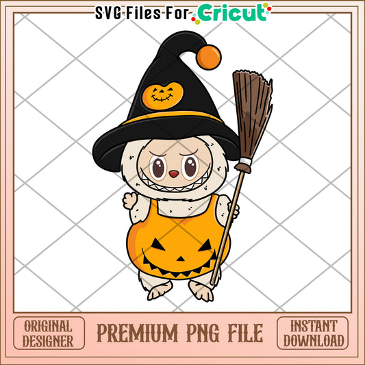 Labubu halloween png, scary characters png, halloween pumkin png