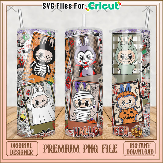 Labubu halloween tumbler picture frame png, horror movie png, halloween tumbler png