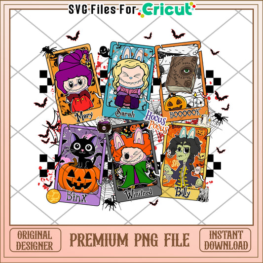 Labubu hocus pocus png, trick or treat png, halloween characters png