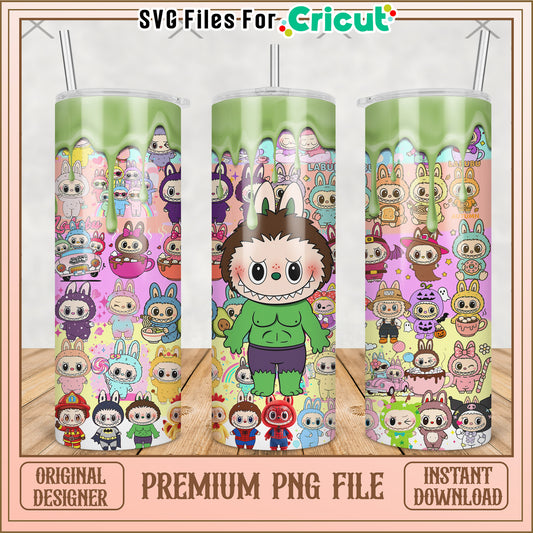 Labubu hulk avenger tumbler png, cute labubu png, labubu popmart png