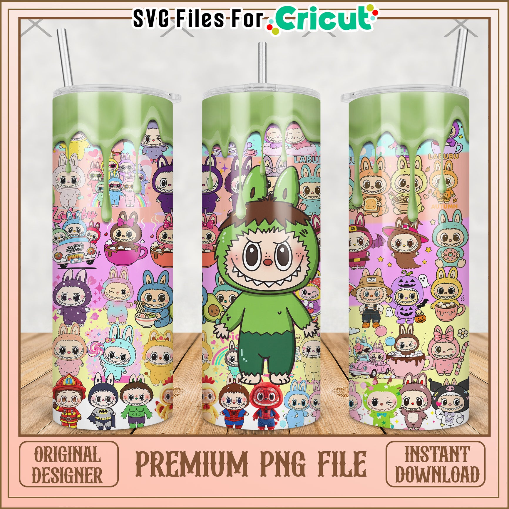 Labubu hulk tumbler png, cute labubu png, labubu popmart png