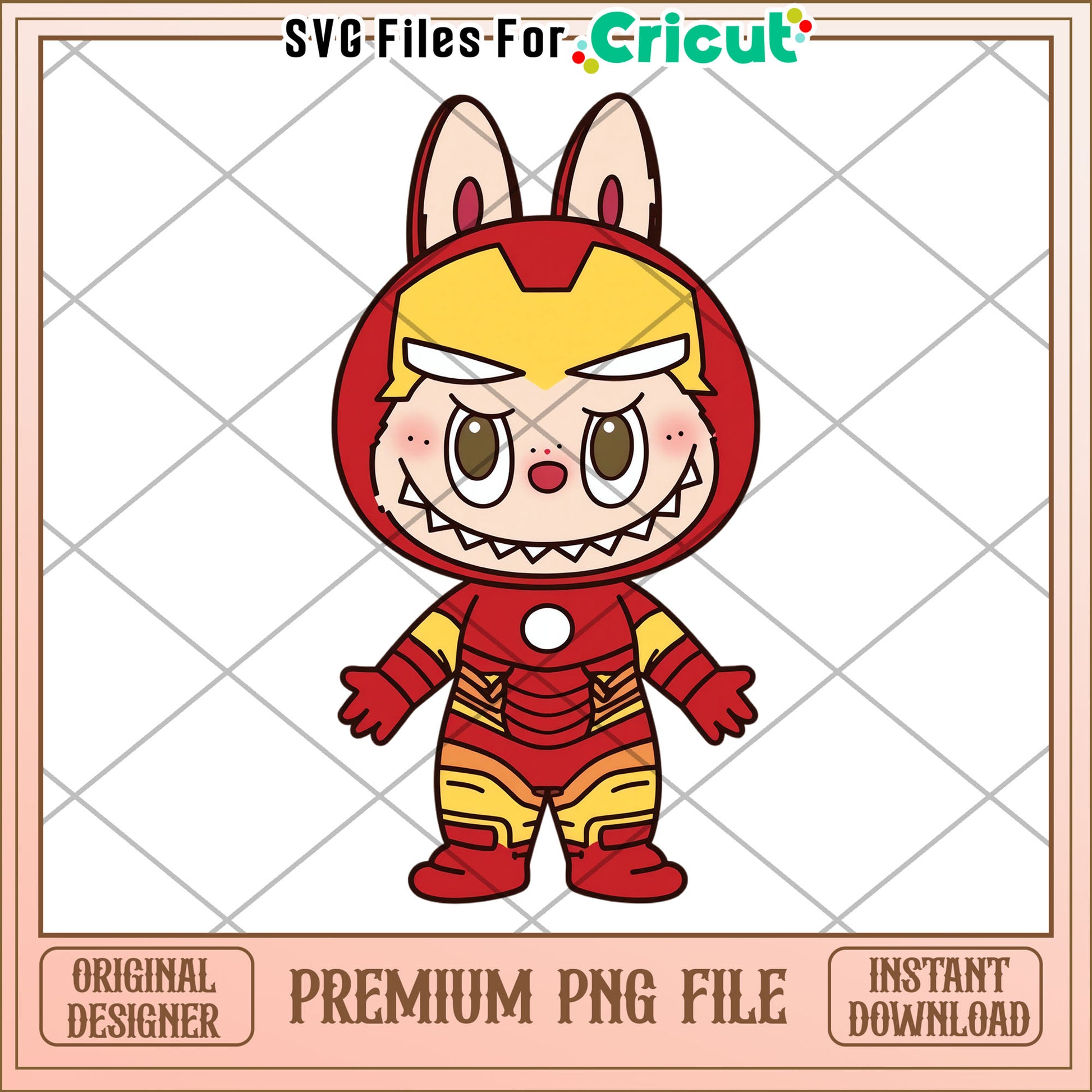 Labubu iron man design png, labubu avengers png, marvel characters png