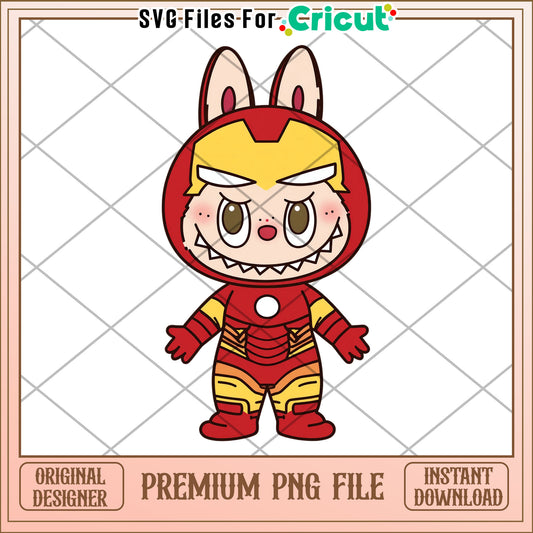 Labubu iron man design png, labubu avengers png, marvel characters png